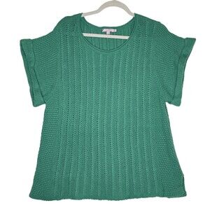 Calypso St. Barth Sweater Womens Large Green 100% Cashmere Open Knit Dolman